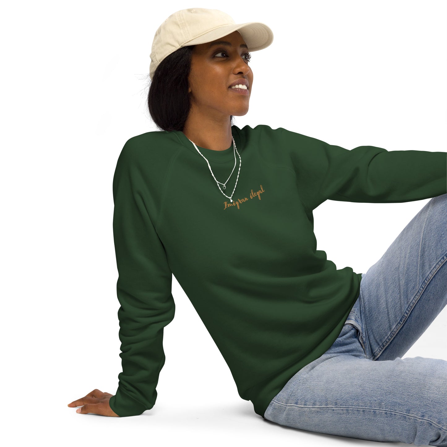 ** Imigran ilegal ** Unisex organic raglan sweatshirt