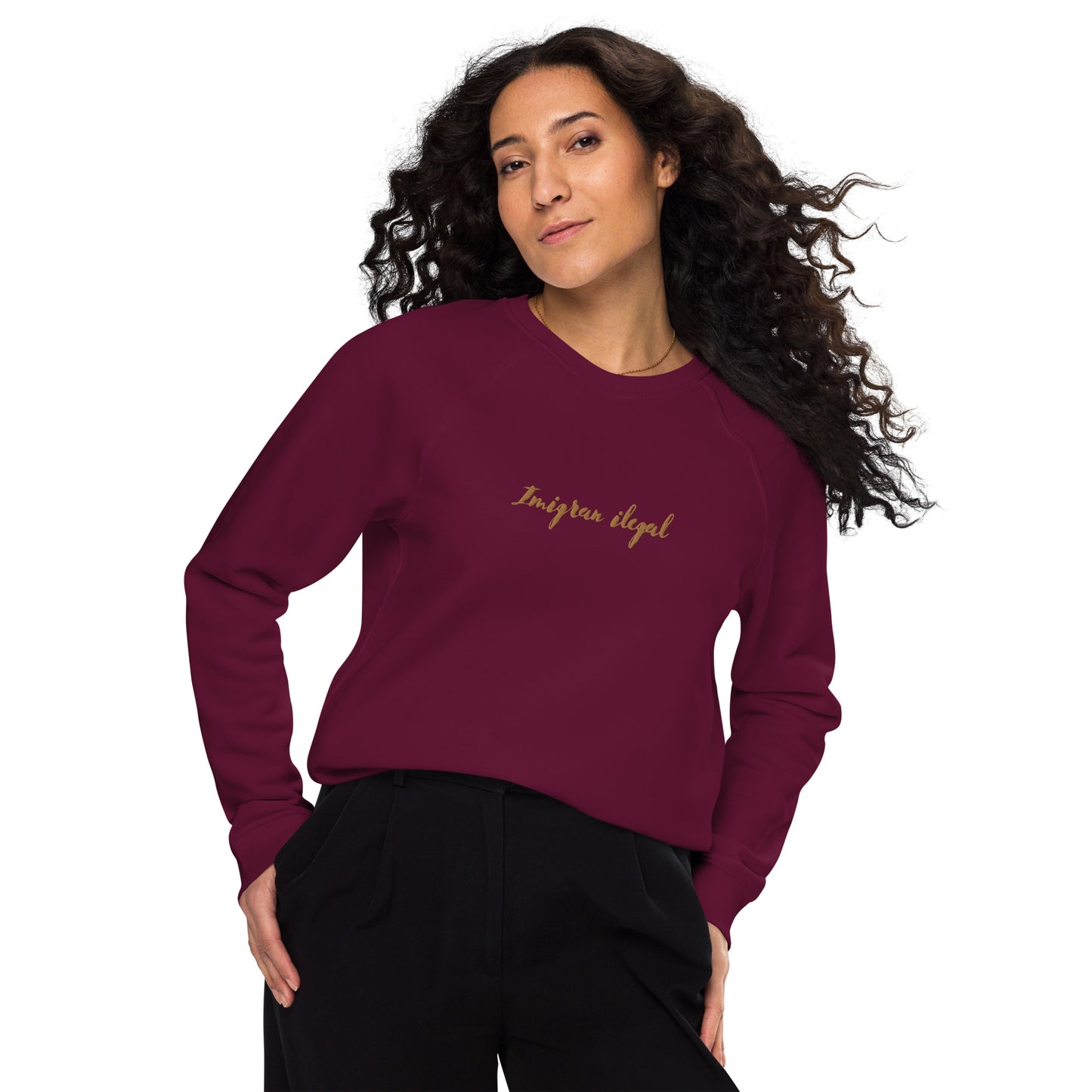 ** Imigran ilegal ** Unisex organic raglan sweatshirt