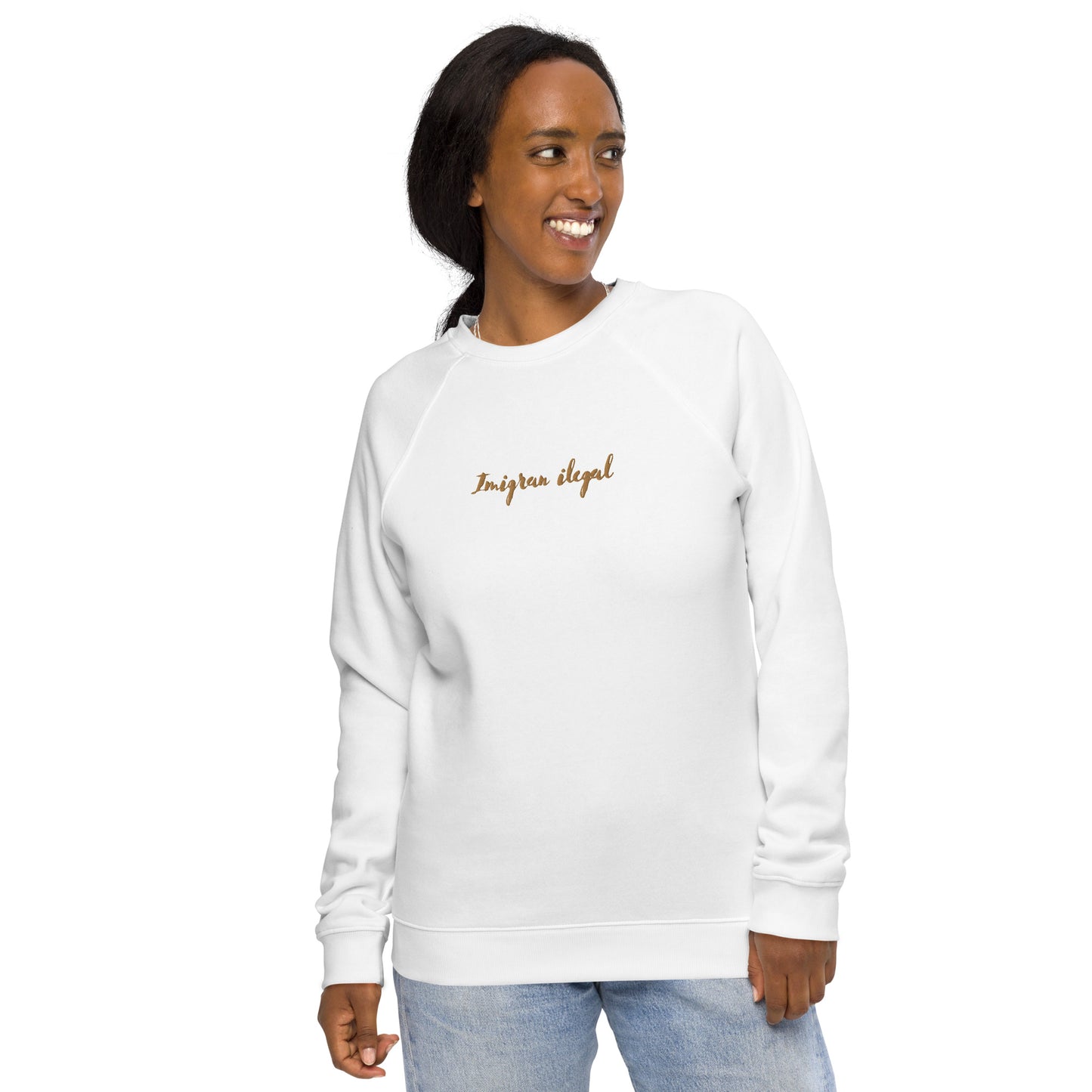 ** Imigran ilegal ** Unisex organic raglan sweatshirt